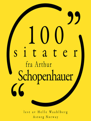 cover image of 100 sitater av Arthur Schopenhauer